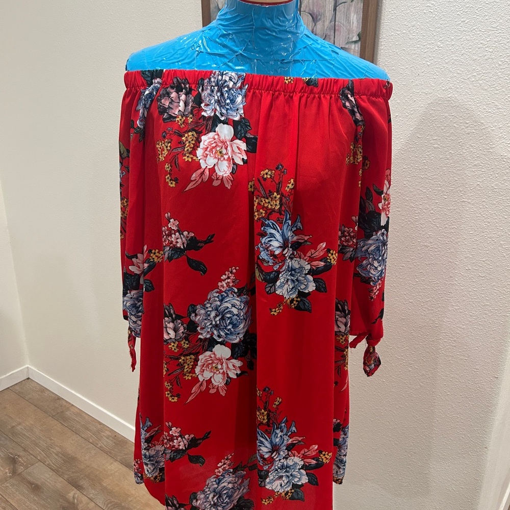 Rue21 Red Floral Long Sleeve Dress